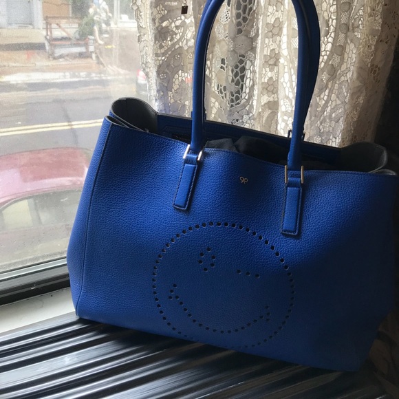 Anya Hindmarch Handbags - Anya Hindmarch Smiley Dark Blue Circus Tote